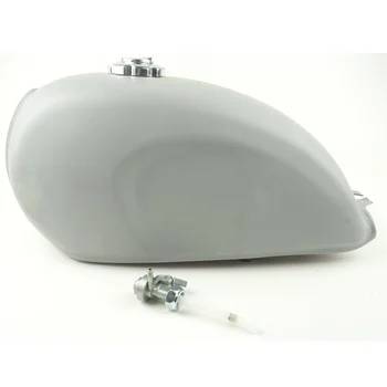 

9L Gas Fuel Tank Unpainted Universal Vintage Motorcycle with Thick Iron Cap Switch Raw Bare Metal Steel for Cafe Racer Scrambler