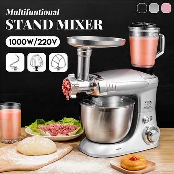 

Multifunctional Dough Stand Mixer Food Processor Egg Beater Baking Tools with Fruit Juicer Bowl Cover hook whisk