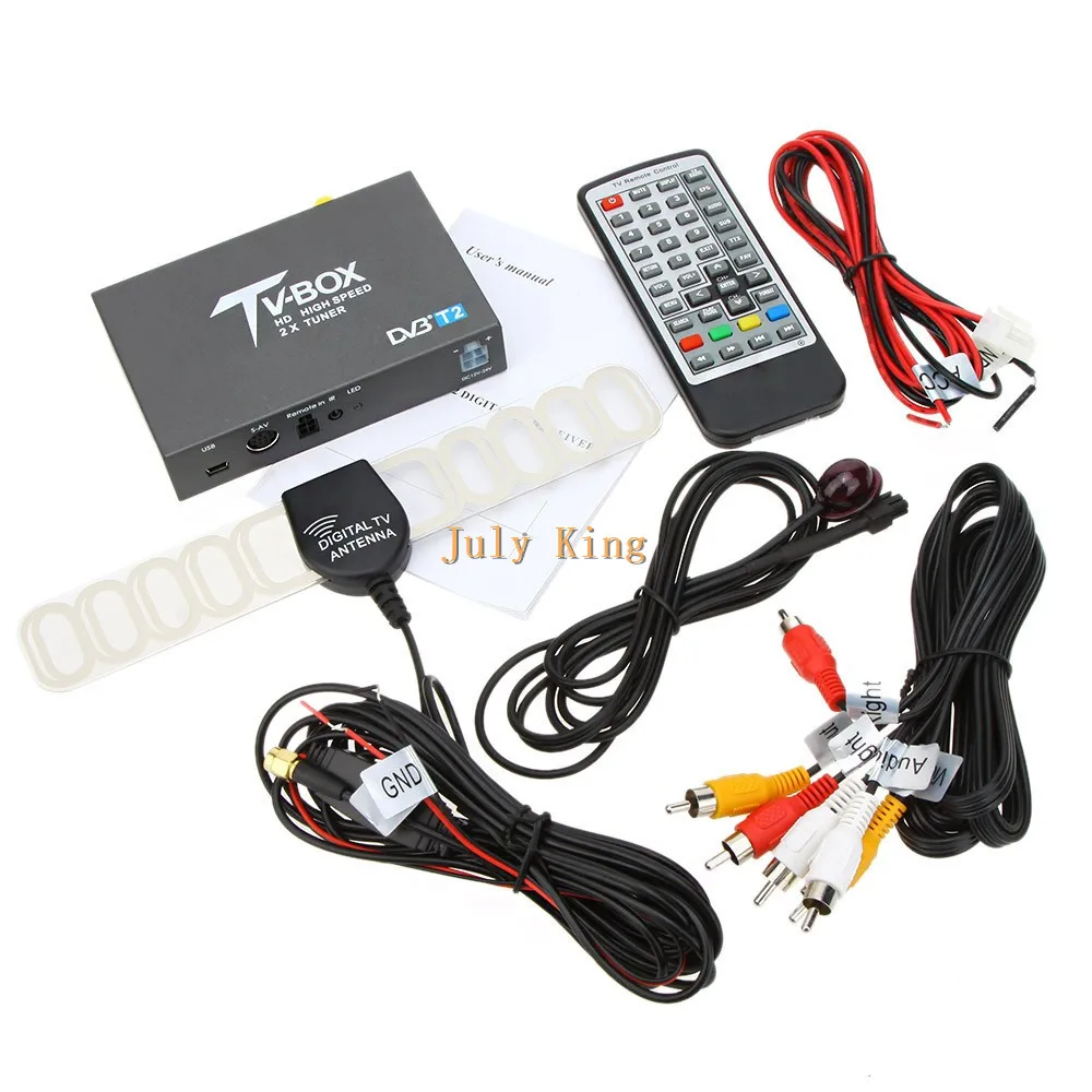 SYGAV Car TV Tuner DVB-T2 Digital TV Receiver With dual antenna for Eu