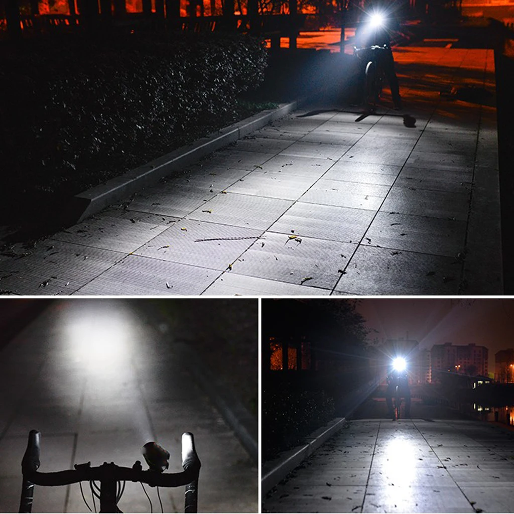 USB Led Bicycle Light w/ Horn 250 Lumens 3 Lighting Modes Bike Headlight Set