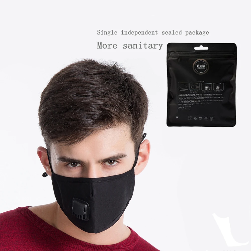 PM2.5 противотуманные маски многоразовые маски для мужчин и женщин зимние теплые респираторы рот маска с дыхательным клапаном Чистый хлопок