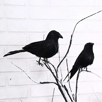 

New Black Life Size Simulation Raven Movie Prop Fake Crow Halloween Fake Bird Hunting Decor Ghost Festival Supplies