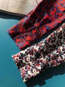 

Women's Retro Print Floral Shirt Turn down Collar Long-Sleeved 2020 Early Spring Lady Blouse