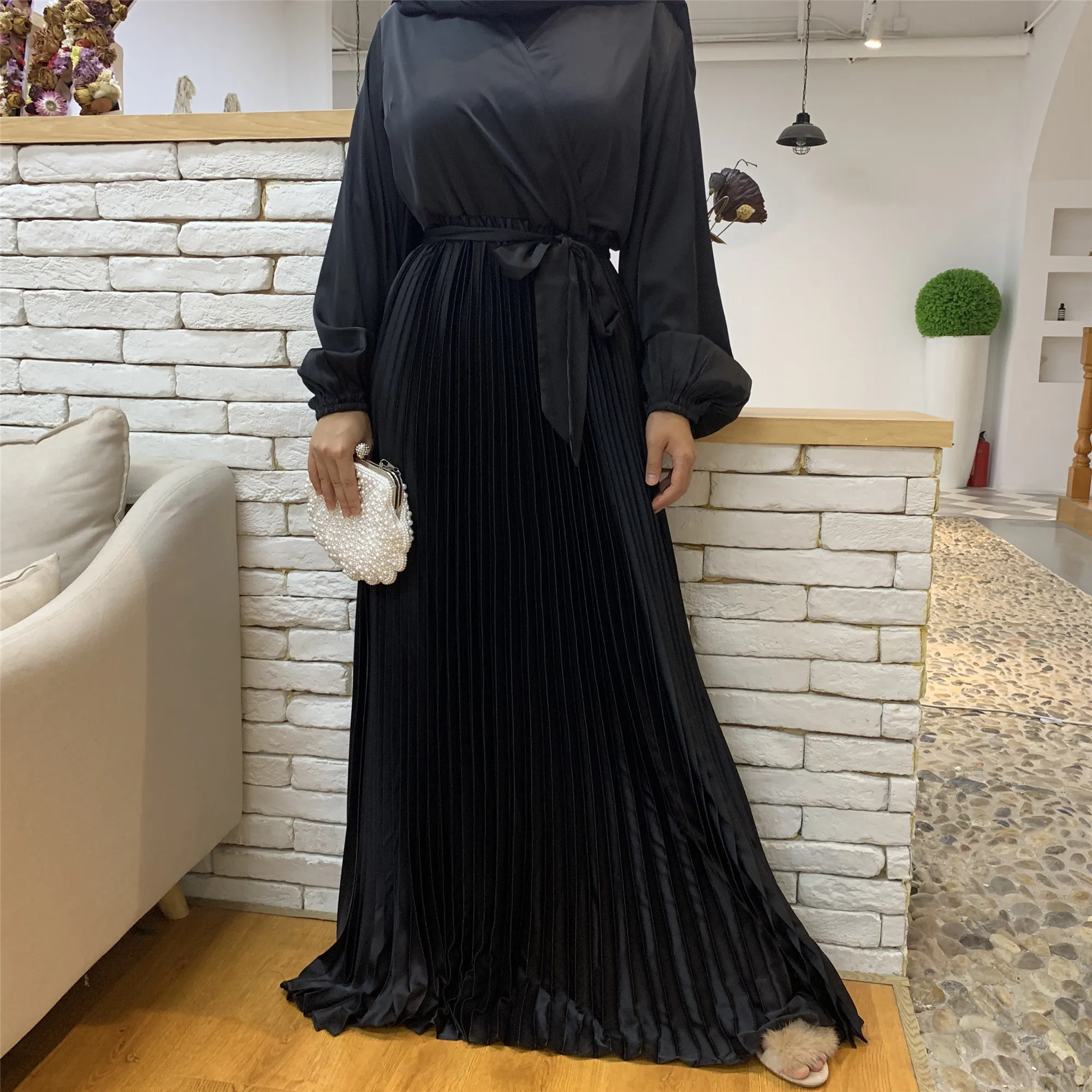 Satin Muslim Dress Islamic Turkeey 