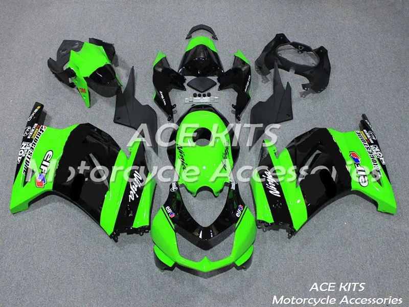 Мотоциклетный обтекатель abs для Kawasaki Ninja250 2008-2012 впрыска Bodywor сенсационная, цвета: черный, зеленый+ майка ACE № 888