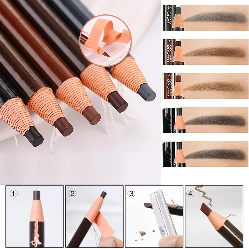 3pcs Eyebrow Pen Waterproof Tip Tattoo Pencil Long Lasting Natural Makeup Professional Fine Sketch Eye Brow | Красота и здоровье