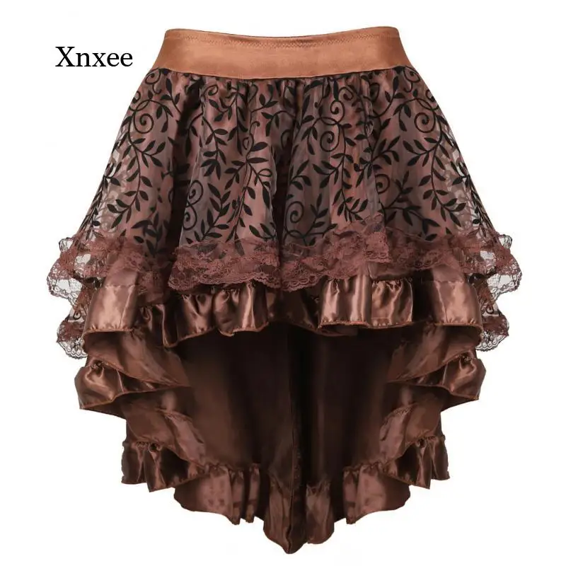 

Irregular Lace Up Skirt Ruffle Gothic A Line for Women Fashion High Waist Bottoms Sweet Solid Skirts Lady Clothing