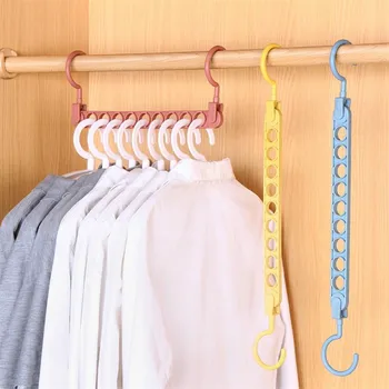 Magic 9-hole Support Circle Clothes Hanger Clothes Drying Rack Multifunction Plastic clothes rack Home Storage Hangers 1