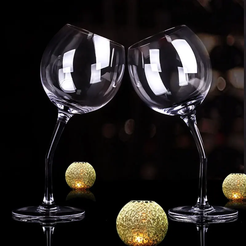 2Pcs 300ml Crystal Goblet Folded Feet Red Wine Glass Cup Burgundy Bordeaux Champagne Glasses Wedding Party Birthday Couple Gifts