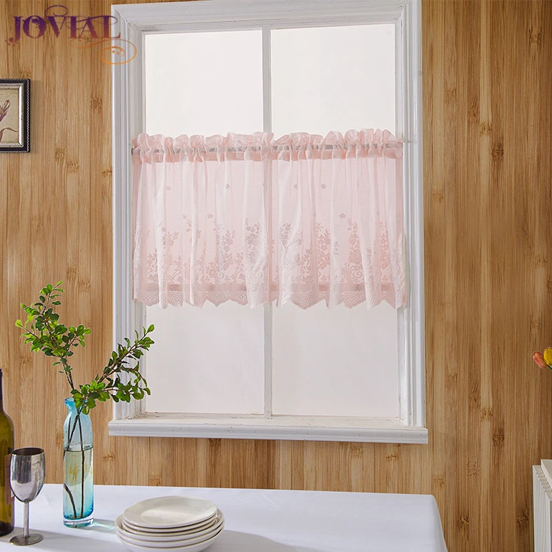 

Kitchen Curtains Tende Finished Product Clothes Rod Small Sheer Window Light Transmission Blue Lace White Coffee Short Simple