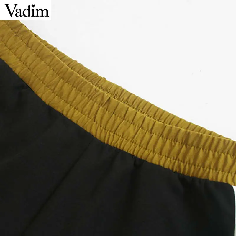 Женское элегантное платье vadim Боковые Полосатые брюки эластичный пояс, карманы в стиле пэчворк женские повседневные Модные брюки pantalones KB080