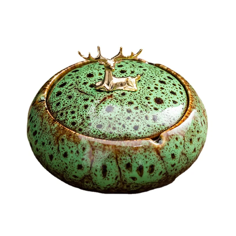 Round Ceramic Ashtray Living Room Anti Fly Ash with Lid Ashtray Cigar Ashtrays Home Decoration Accessories Send Boyfriend Gift for ceramic ashtray cigarettes ashtray