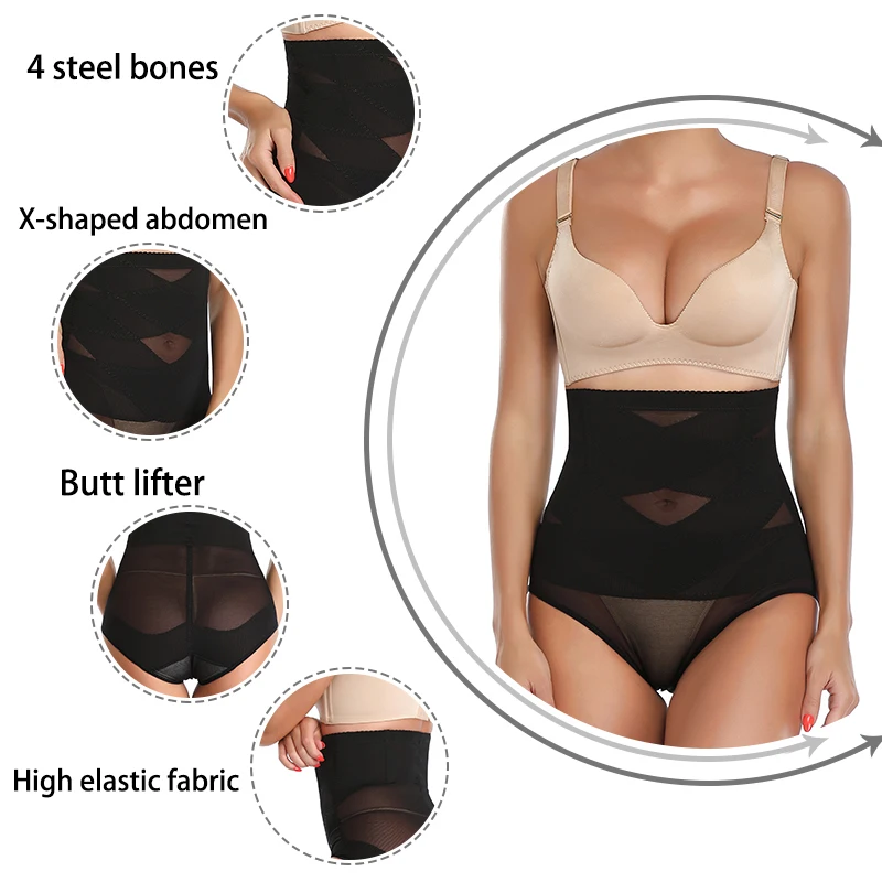 Cross Compression Abs Shaping Pants High Waist Shapewear Knickers Tummy Control Panties Butt Lifter Sexy Body Underwear Shaper shapewear shorts