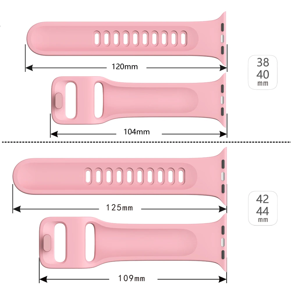 Спортивный силиконовый ремешок для iwatch 38 мм 42 мм Резиновый сменный Браслет для Apple watch 40 мм 44 мм серия 5 4 3 2 1