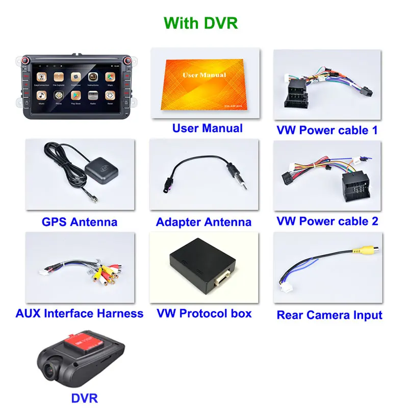 Essgoo Android автомобильный мультимедийный плеер 8,0 gps 2 Din авторадио радио для VW/Volkswagen/Golf/Polo/Passat/B7/B6/SEAT/Leon/Skoda - Цвет: Add DVR