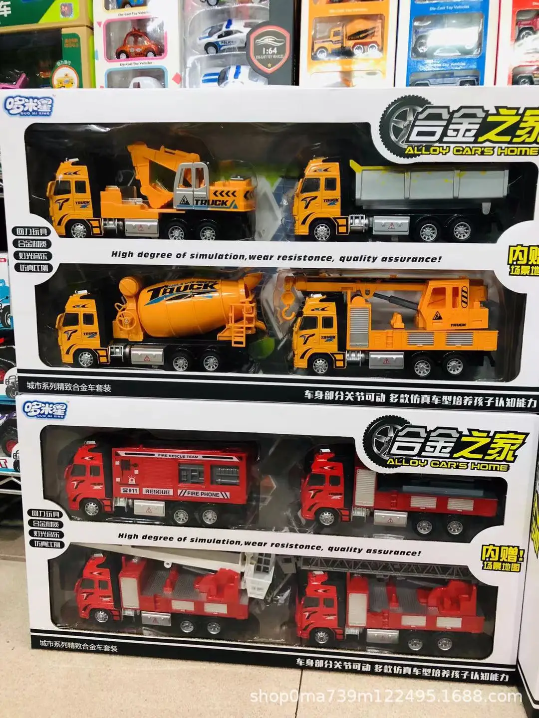 

Alloy Car Model Alloy Engineering Vehicle Large Set Warrior Fire Truck Toy Boy Car Model New Year