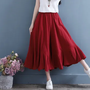 

Women Wide Leg Pants Cotton Linen Trousers Culottes Big Loose Oversized Vintage Elegant Casual Fashion for Summer AZ21511631