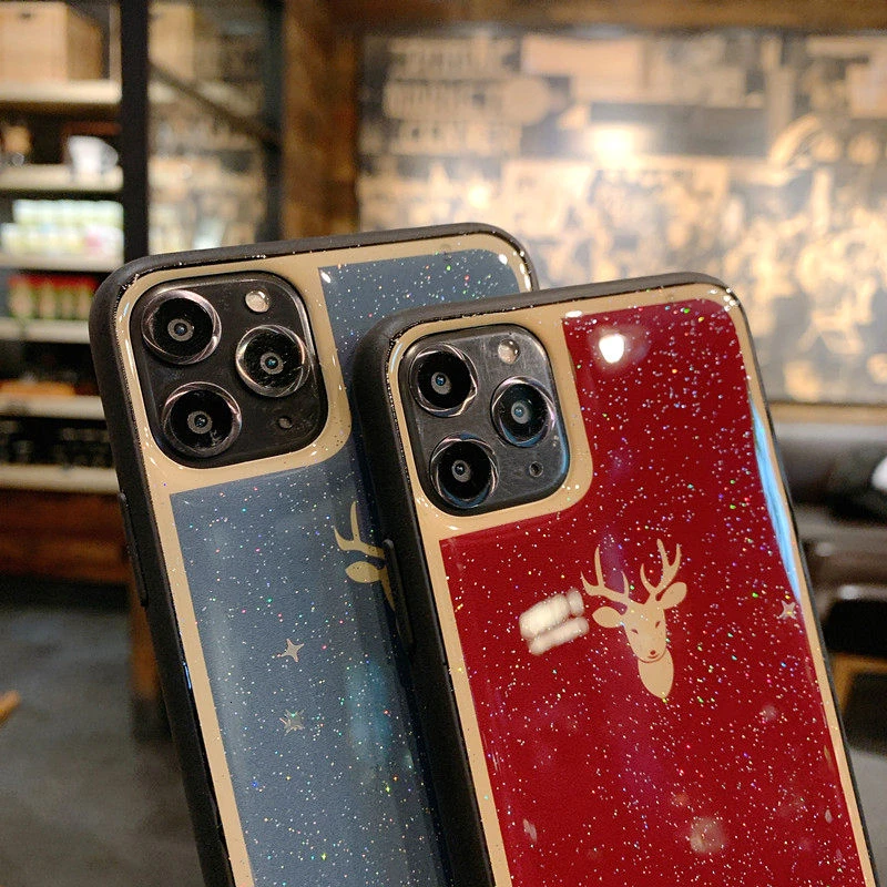 Противоударный блестящий чехол для телефона с изображением животных оленей для iPhone 11Pro Max XR X XS Max 7 8 6 6S Plus, блестящая защитная задняя крышка со звездами