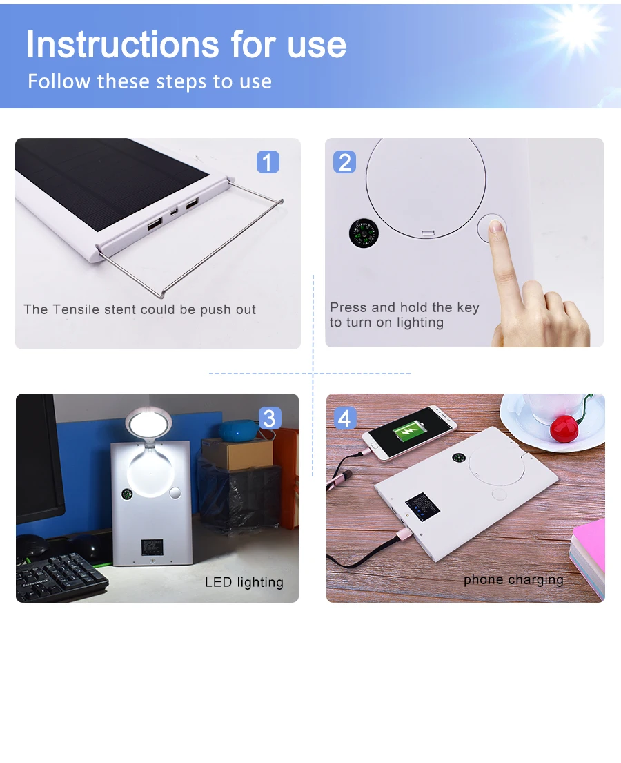Solar ao ar Livre à Prova Carregador de Mesa Candeeiro de Mesa Luz de Energia Portátil Levou Água Acampamento Luz Luzes Noite 8000mah Mobile Phone 30 d' 12 Lâmpadas solares