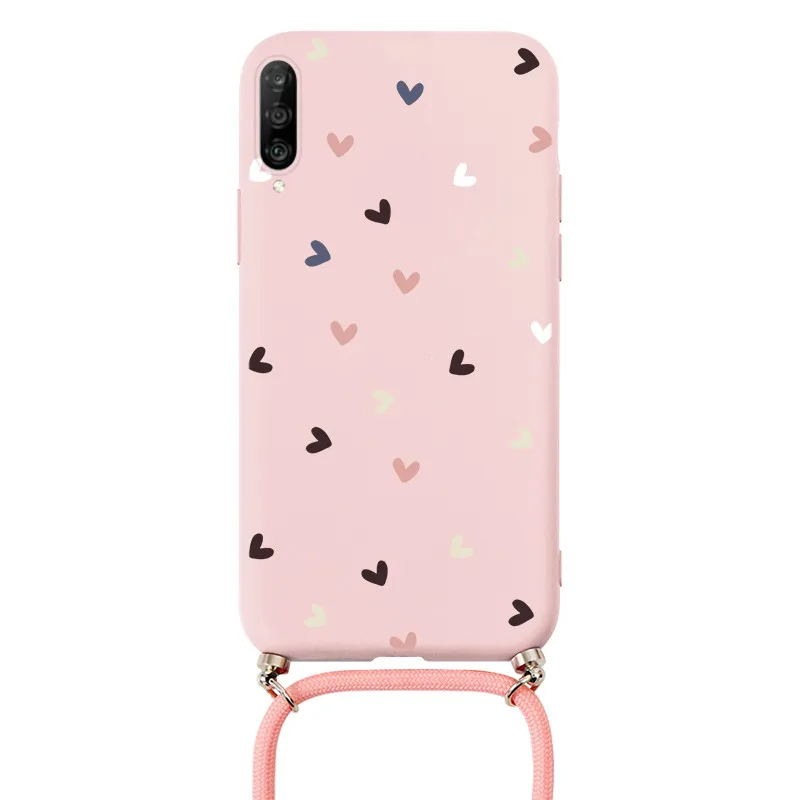 For Huawei P30 Pro Lite Case Strap Cord Lanyard Silicone Fundas For Huawei P30Pro P30Lite P 30 Chain Necklace Flower Bumper Capa iphone waterproof bag Cases & Covers