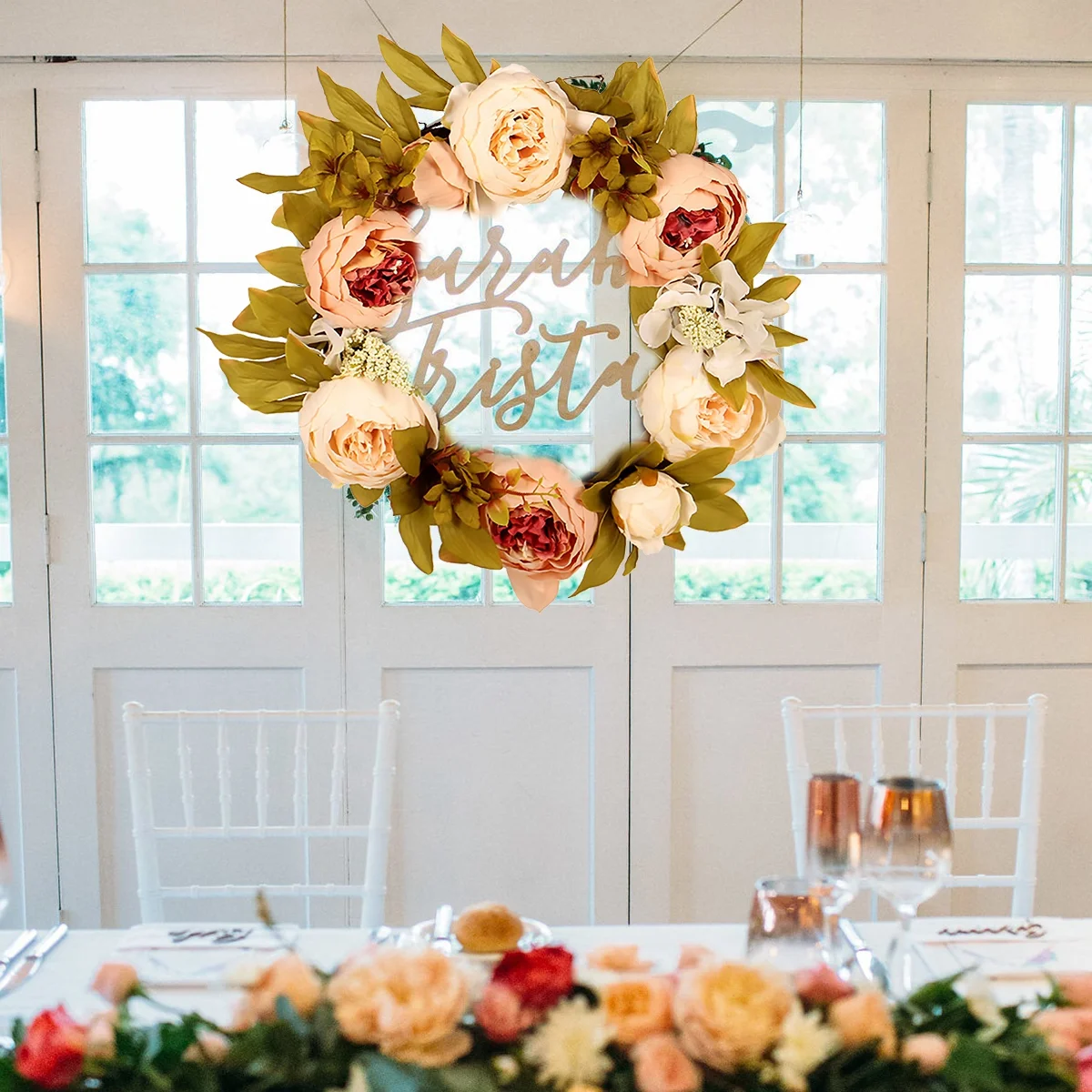 Искусственный цветок геометрический металлический проволочный венок украшения