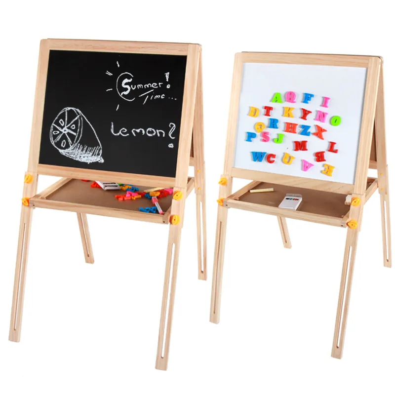 

Adjustable Braced Baby Painting Graffiti Writing Board Easel Wooden CHILDREN'S Drawing Board Double-Sided Magnetic Black/White B