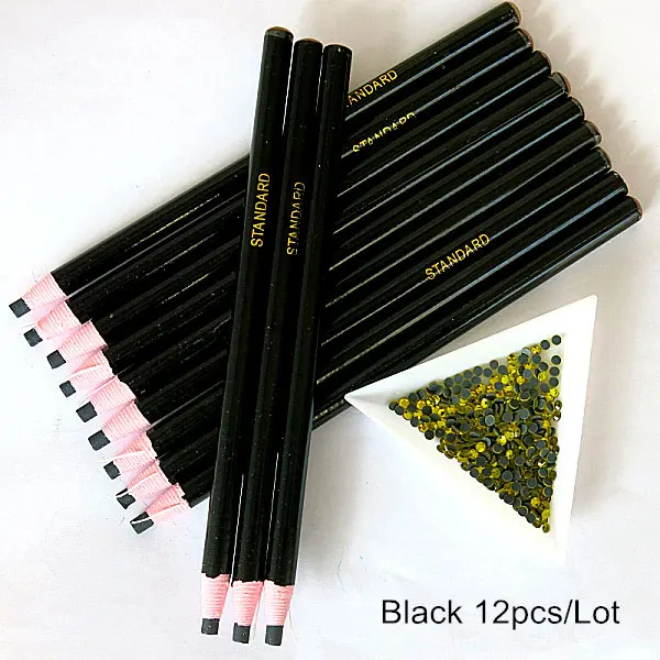 Белый карандаш бумажный деревянный карандаш палочки горячей фиксации Стразы не горячей фиксации Стразы Diy инструменты B1972 - Цвет: Black-12PCS