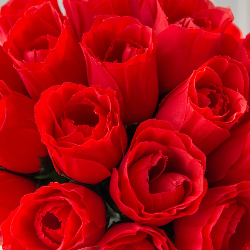 Red Roses Bouquet Vase for Home Decor Garden Wedding Decorative Wreaths Diy Handwork Flower Arrangement Artificial Flowers 10Pcs