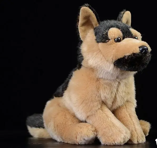 Реалистичная игрушка мягкая немецкая овчарка плюшевая около 28x20 см собачья кукла