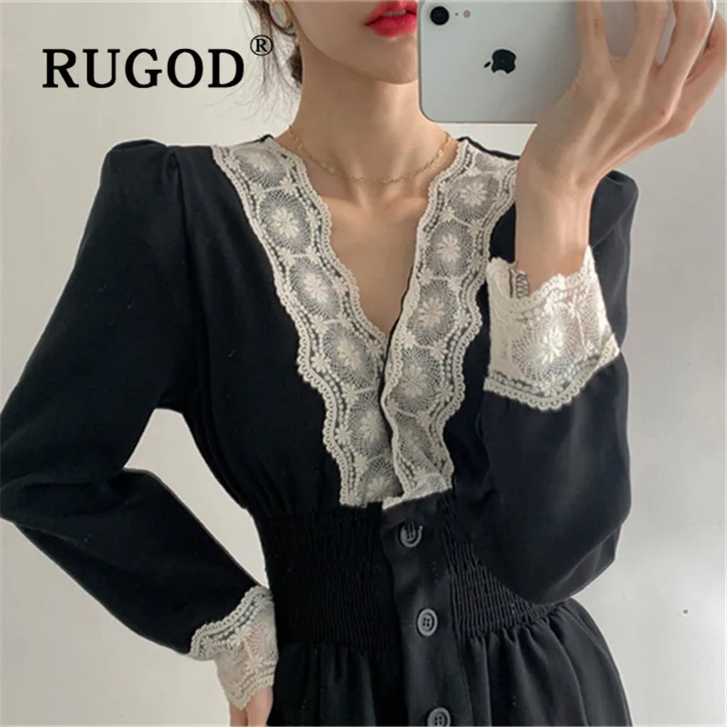платье RUGOD элегантное кружевное лоскутное вечерние платья Для женщин модная