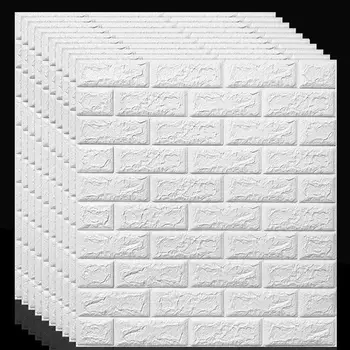 

10pcs 3D Wall Stickers 3D Wall Paper Brick Stone Rustic Effect Self-adhesive Wall Sticker Home Decor
