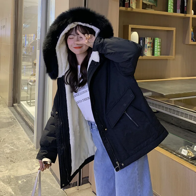 Winter jacket women for women short style new Korean version of loose cotton jacket with velvet and thick cotton