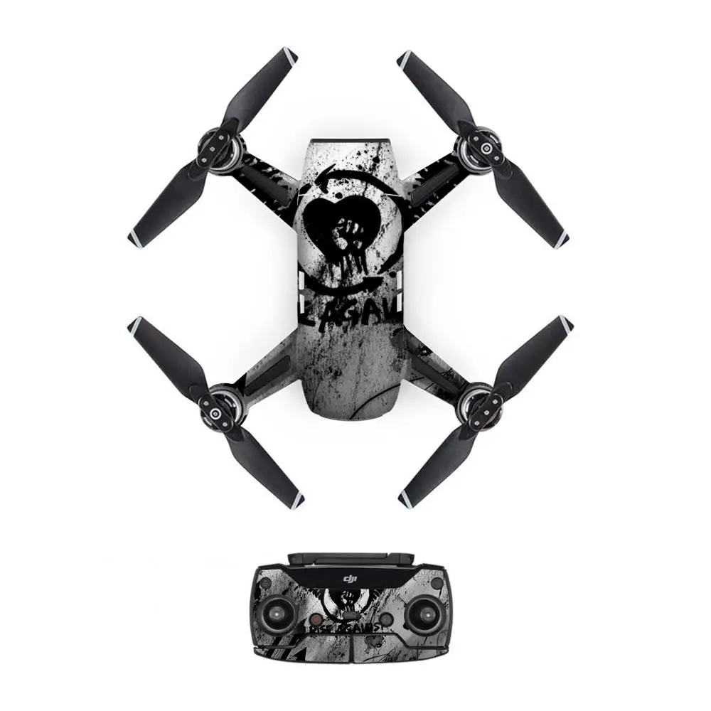 Retro Style Decal PVC Skin Sticker For DJI Spark Drone + Remote Controllers + 3 Batteries Protection Film Cover