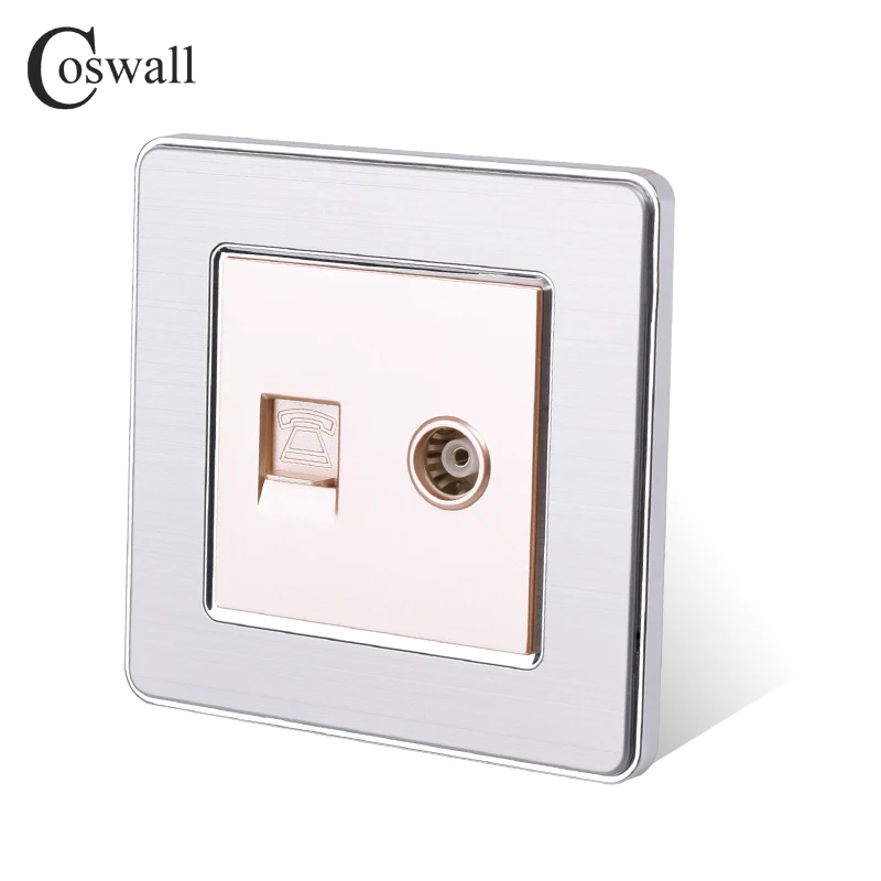 COSWALL RJ11 2 ядерный телефонный разъем с гнездовым ТВ разъемом настенная розетка из