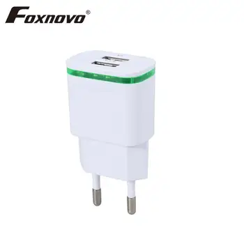 

Foxnovo US EU Plug 2.1A 5V Dual USB Chargers Universal Wall Charger LED Travel Adapter Fast Charging Adapter for Smartphone
