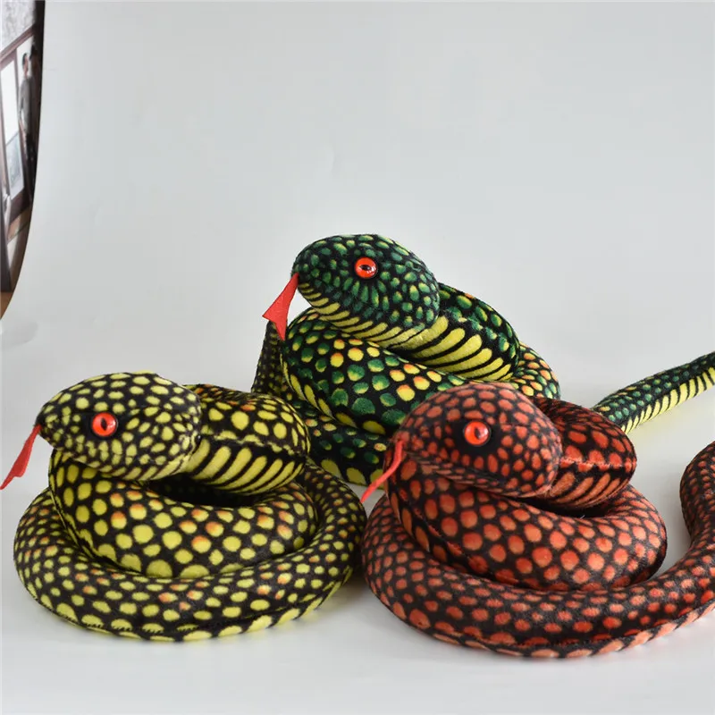 Funny Simulation Cobra and Python Snake Plush Toys Horror Real Life Zodiac Boa Spotted Snake Stuffed Dolls Kids Halloween Party Toys (4)