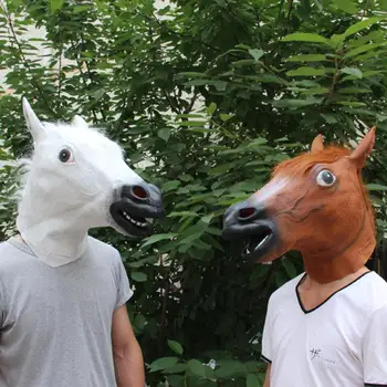 

Horse Mask Halloween Horse Head Mask Latex Creepy Animal Costume Theater Prank Crazy Party Halloween Decoration 2020 Hot Sale