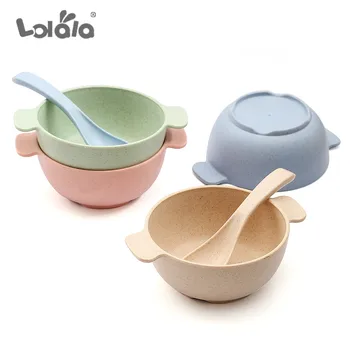 

2 Pcs/set Of Infant Feeding Utensils Eco-friendly Children's Dishes Infant Eating Utensils Heat-proof Training Bowl + Spoon