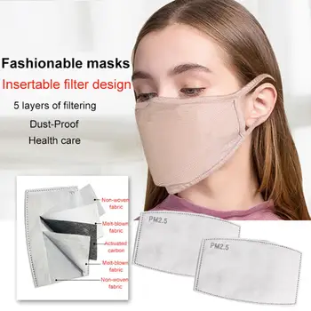 

Unisex 2-Layer Anti Haze Droplet Dust Proof Mouth Cover Silk Mask with Filters Wind Stopper Face Hats mask protection face