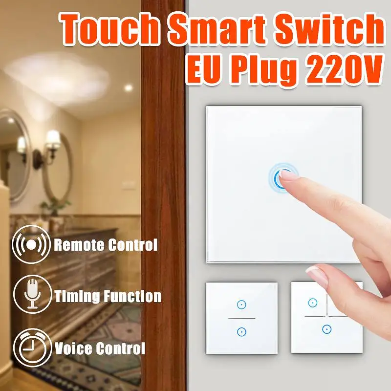 1/2/3 с 110 V-240 V Smart Wifi сенсорный Управление переключатель дистанционного Управление Стекло Панель светильник переключатель работает с Alexa Google Home