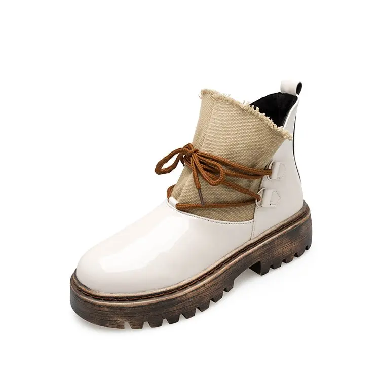 Winter Women ankle Martin boots women Casual lace-up mid heels platform Round Toe Comfort warm snow boots women shoes mujer X830