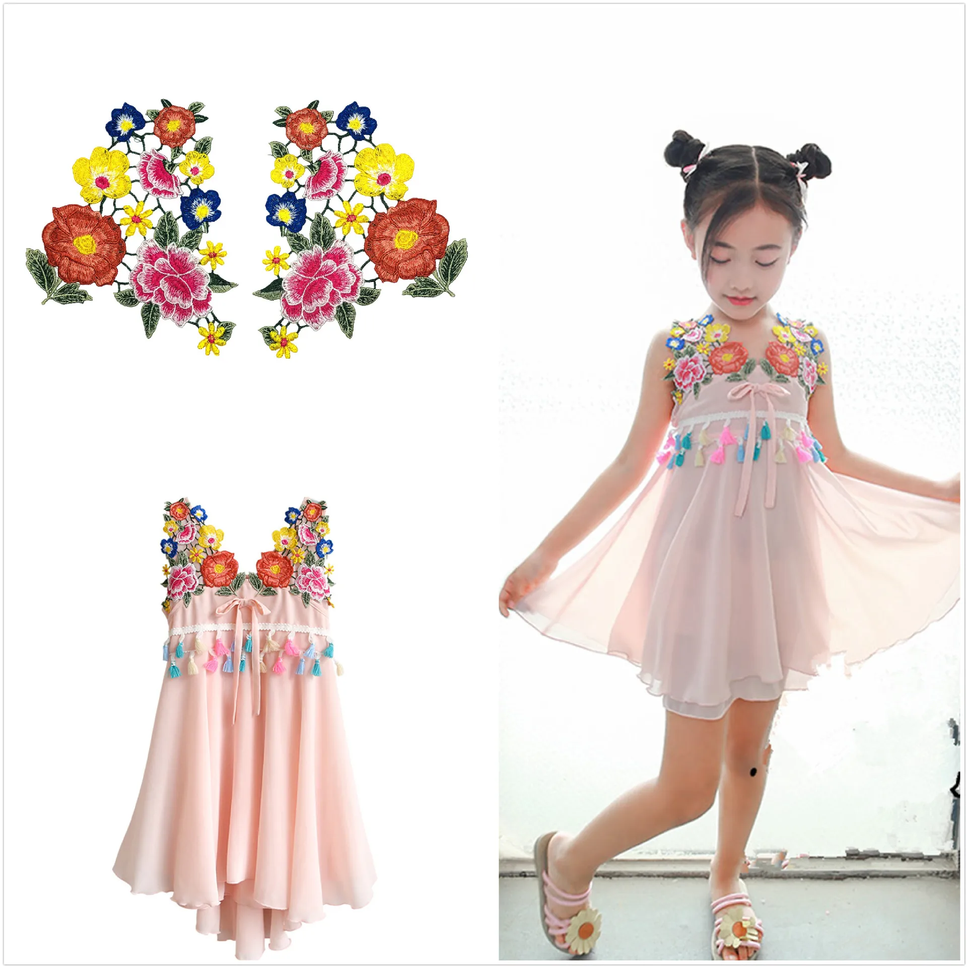 

1 Pair Ethnic Feng Shui Soluble Applique Embroidery Flower Applique Applique Accessories DIY Children's Clothes Decoration Acces