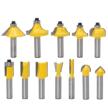 

12Pcs Milling Cutter Router Bit Set 8Mm Wood Cutter Carbide Shank Mill Woodworking Trimming Engraving Carving Cutting Tools-With