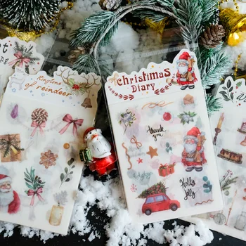 

4 Sheets/Set Merry Christmas Diary Planner Decorative Mobile Stickers Candy Christmas Scrapbooking DIY Craft Stickers