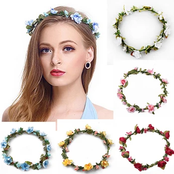 

Wedding Bride Flower Crown Hair Band Artificial Plum Floral Headband Garland Headdress DIY Hair Flower Wreath Hair Accessories