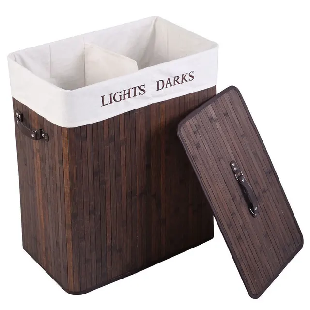 Home Double Lattice Bamboo Folding Dirty Laundry Basket Body With Cover Wood Organizer Collapsible Hamper Sorter Waterproof Laundry Baskets Aliexpress