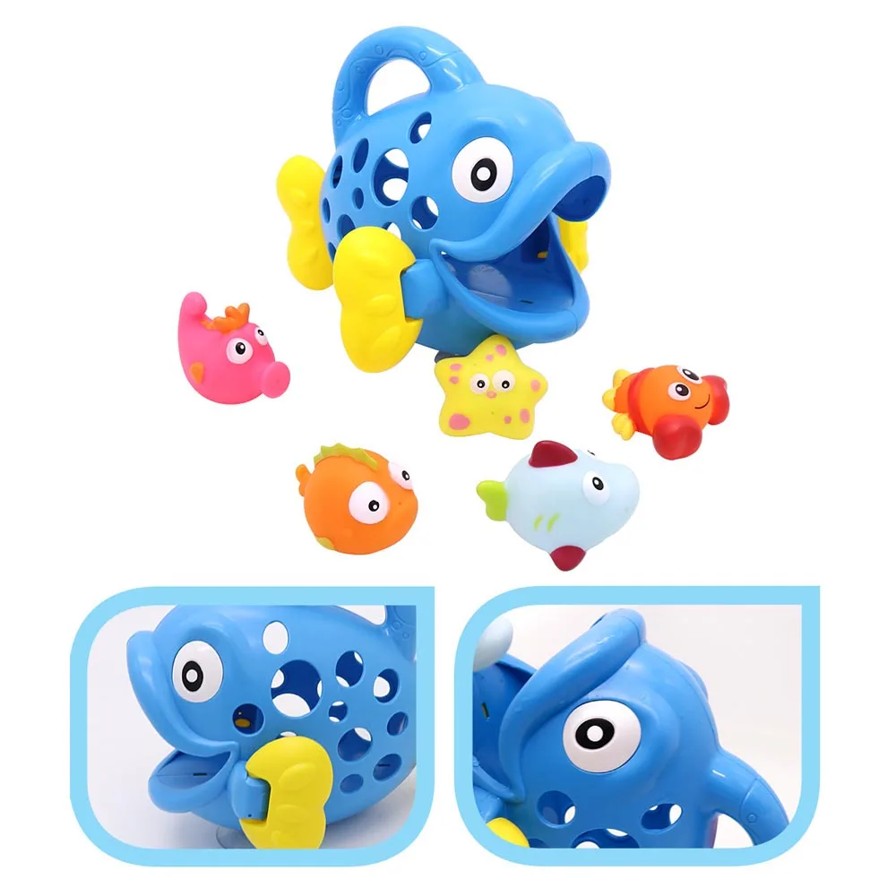 discounted  Bathroom toys Baby Bathroom Shower Game Articles 6 Pcs Beach Toys Bubble Fish Model Water Spray Sho