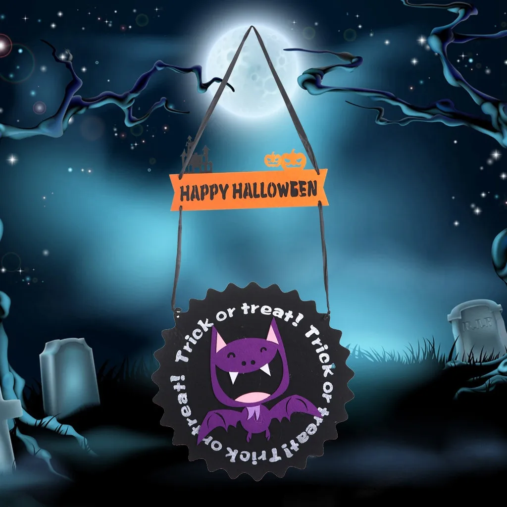 Halloween Home Decoration Multicolor Halloween Pumpkin Shaped Pendant DIY Hanging Curtain Kids Room Decor Felt Cloth Fabric