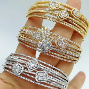 

GODKI 2020 Luxury Crossover BOLD Bangles For Women Wedding Full Baguette Cut Cubic Zirconia Crystal Dubai Bracelet Party Jewelry