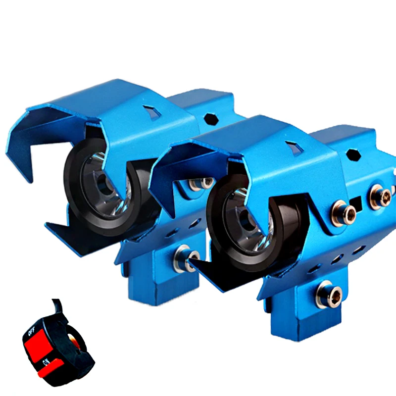 Moto rcycle фары U8 светодиодный прожекторы 12V 125W 3000lm moto rbike вождения work lights moto пятно противотуманных фар Водонепроницаемый налобный фонарь - Цвет: Синий